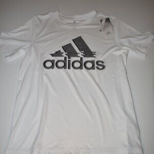 Adidas NWT Boys Youth T-shirt Size Med (10/12) white with Black Logo